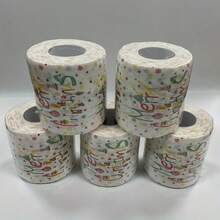 1/2roll Creative Colored Christmas Happy Wishes Printed Toilet Paper Roll, A Festive Gift Made From Virgin Pulp For Friends - Multicolor - View 10