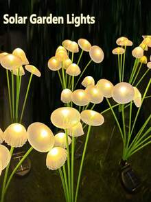 New Outdoor Solar Ground Light, 6/8 LED Jellyfish Mushroom Solar Light, Waterproof Garden Landscape Lawn Decorative Light, Solar Decorative Light, Creative Novelty Yard Home Gift - Silicone Mushroom Garden Stake Light - View 3