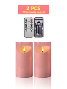 3pcs Flameless Candle Lights Set With Timer Remote Control, Battery Operated Pink Cup Candles, Suitable For Christmas, Halloween, Valentine's Day, Gifts, Presents, Birthday, Wedding, Dining Table, Party - Pink - Warm Light - View 14