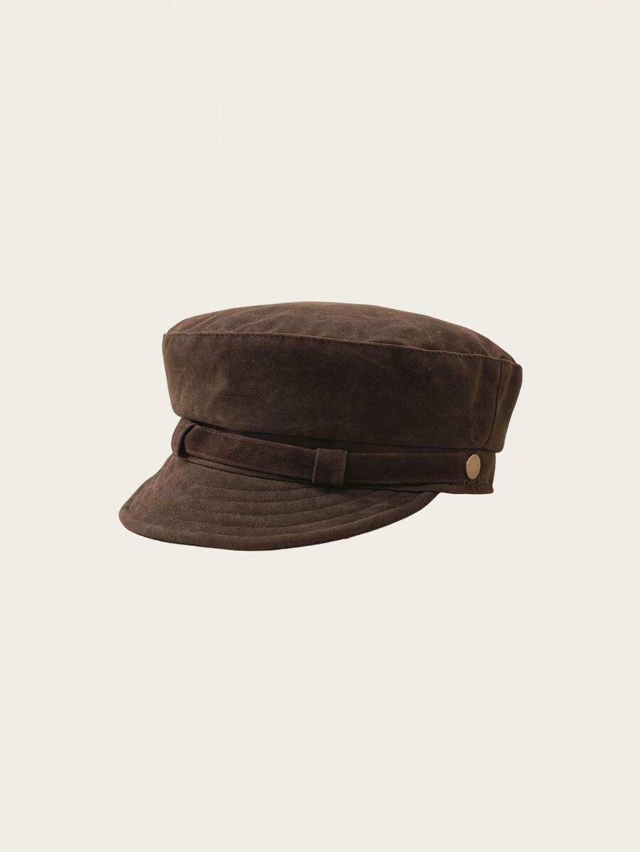 1 pieza Boina para mujer, estilo bohemio de fiesta casual retro de corte lindo y elegante, estilo callejero marino, unicolor, sombrero de copa plana, versátil para todas las estaciones, sombrero de pintor, gorra de newsboy de ante premium, adecuado para uso diario al aire libre, compras y viajes - Multicolor - Ver 1