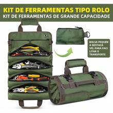 [Bolsa de Ferramentas Resistente] 1 Peça Bolsa Organizadora de Ferramentas Impermeável e Resistente com Design Portátil Enrolável, Alça de Ombro Ajustável bolsa masculina - Verde Militar - Visão 3