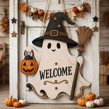 2D Flat Wooden Halloween Decorative Plaque, Party Decor, Perfect Holiday Gift, Home Wall Decoration, Welcome Sign, Christmas Decor, Suitable For All Occasions, Vintage, Rustic - A - View 5