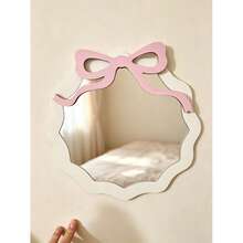 BrightRow Bohemian Style Pink Frame Bow Wall Mirror - U-Shaped Horizontal Decorative Mirror, Suitable For Bedroom, Living Room, Vanity, Dorm, Office, Asymmetrical Shape Fits Narrow Spaces - 1PC - View 6