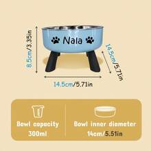 [Customizable] Elevated Pet Bowl, Suitable For Small Dogs, Universal Stainless Steel Feeding Bowl For Cats And Dogs, Non-Slip Design, Customizable Text, Multiple Styles Available - Multicolor - View 8