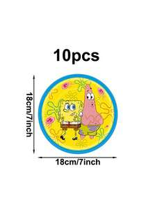 SpongeBob SquarePants Yellow Sponge Starfish Theme Party Tableware, Napkins, Plates, Paper Cups, Suitable For Holiday, Birthday Decoration, Party Decoration, Scene, Atmosphere, Gift - Multicolor - View 9