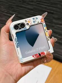 1pc Fashionable, Simple And Cute Skin Feel PC Material Cute Flower Butterfly Elementfolding Phone Case, Protecting And Preventing Falling For: SamsungGalaxy Zflip 3/Zflip 4/Zflip 5/Zflip 6/Zflip 7/Zflip 8/ Lazar 60/ Razr 50/ Razr 70/Galaxy Z Flip7 FE - White - View 4