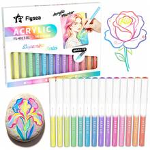 Flysea New Colorful Series 14pcs/Box, Vibrant Macaron Dopamine Gray Blue Green Brown And More Professional Acrylic Marker Pens, New Free Ink System, Multiple Color Combinations Available, Newly Launched, Better Quality, Smoother Writing Experience, Specially Designed For Professional Artists - Sets - View 21