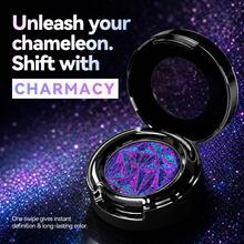 CHARMACY 高顯色變色龍眼影底妝套組 2入 閃亮虹彩眼影粉 賽博龐克幾何水晶黑圓盒 多面反光抗折痕眼部亮粉彩妝 適用舞台 音樂節 聖誕 冬季 秋季 - 901 - 查看 4