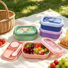 1pc Bento Box With Utensils, Microwave Adult Lunch Box, Compartment Food Storage Container, Insulated Bento Lunch Bag, Stackable Lunch Box With Sauce Cup, Suitable For Students Back To School, Birthday Gift, Christmas Gift - View 6