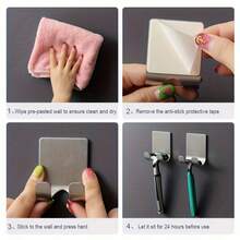 1pc Premium Brushed Gold Stainless Steel Self-Adhesive Wall Hook, Elegant Razor Blade Storage Rack, Multi-Scenario Home Hanging Hook Organizer, Suitable For Bathroom Kitchen Bedroom Living Room Dormitory Wall Installation - Multicolor - View 9