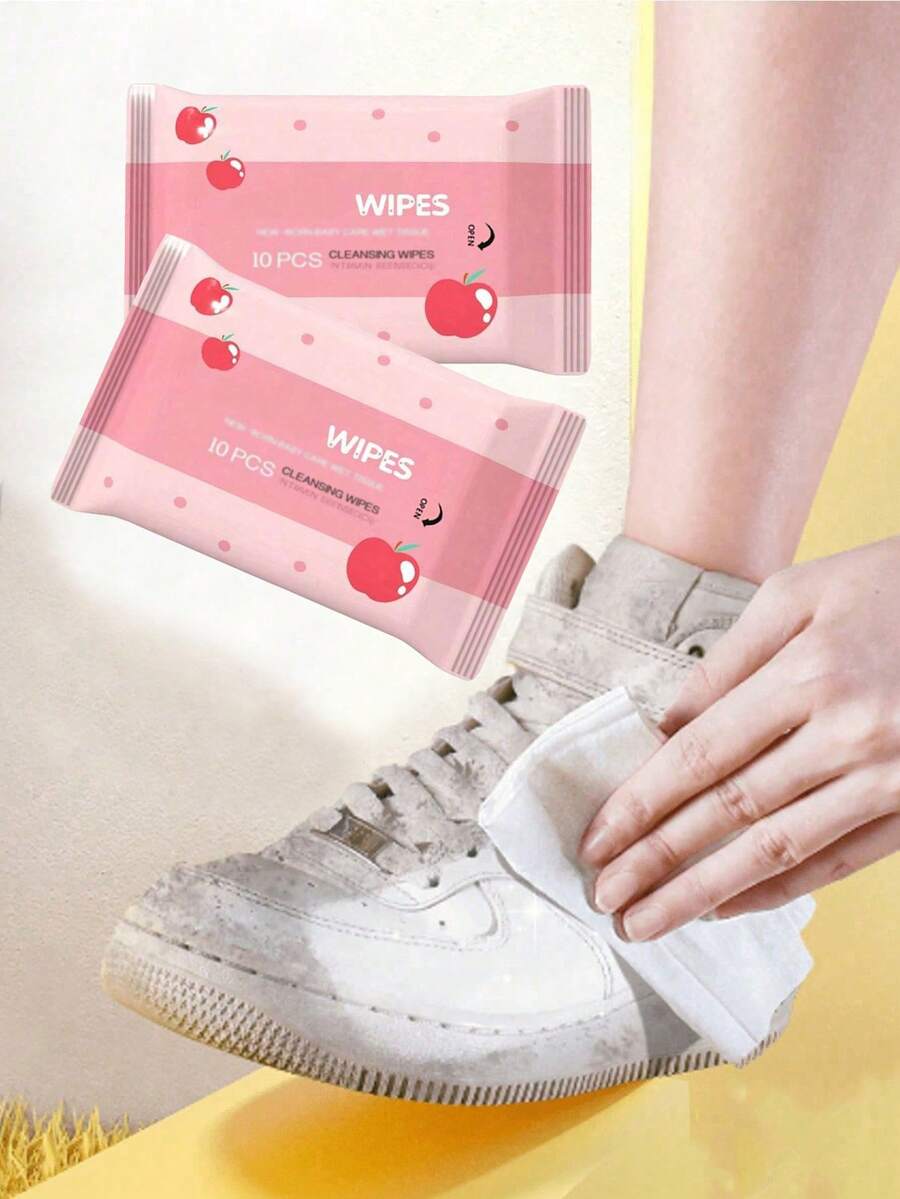 1/2/5/10 Packs (10 Wipes Per Pack) Disposable Portable Shoe Cleaning Wipes, Down Jacket Cleaning Wipes, Used For Daily Cleaning, Portable Space-Saving For Travel (Used For Item Cleaning, Not For Body Cleaning) - Multicolor - View 1
