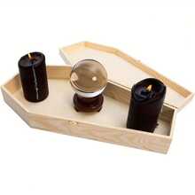Halloween Large Craft Coffin - Halloween Empty Coffin, Gothic Style, Doll Coffin, Ring Holder, Pet Urn - Natural Wood - View 1