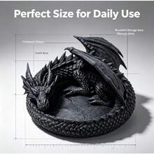 3D Printed Dragon Figurine Storage - Gothic Dark Fantasy - Dragon Statue - Key & Coin Holder - Unique Desktop Decor - Decorative Ornament - Gothic Style - Dragon Lover - Vintage Black Dragon - Realistic Texture - Multicolor - View 8