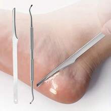 2pcs Stainless Steel Foot Care, Foot Beauty Set, Foot Callus And Hard Skin Removal Tool, With Toe Nail Scraper And Nail Cleaning Tool, Unscented, Suitable For Home And Hair Salon - Multicolor - View 2