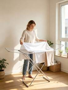 Large‑Sized Foldable Clothes Drying Rack With Large Drying Capacity. It Can Be Folded For Storage To Save Space, Features A Stable Support Frame, And Is Suitable For Both Indoor And Outdoor Use, Making It Convenient For Drying Clothes And Bedding. - A - View 3