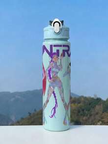 KPop Demon Hunters 1pc K-Pop Demon Hunter Girl Group 5-Color Cartoon Anime Style Anti-Spill Flip Lid Sports Water Bottle, Back To School Essential, Car Accessory, Portable & Fashionable Design, 800ml-27oz Travel Cup With Strap, Straw And Lid, Cute Design, High Quality, Leak-Proof, Shock-Resistant, Durable Outdoor Sports Water Cup, Large Capacity Portable Cup, Suitable For Short Trips, Hiking, Picnic, Running, Fitness, Mother's Day, Halloween - One Size Fits All - View 12