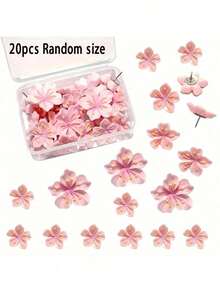 10pcs/20pcs/30pcs Pink Floral Push Pins - Decorative Flower Head Pins, Suitable For Cork Board, Photos, Wall Maps And School Supplies - Multicolor - View 15