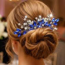 1pc Elegant Iron Hair Comb Bridal Wedding Hair Accessory All Seasons - Blue - View 2