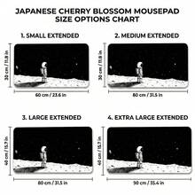 Alfombrilla de ratón y tapete de escritorio extra largo con patrón de ilustración de astronauta, luna y observación de estrellas en blanco y negro, base de goma antideslizante y duradera, superficie suave apta para computadora, portátil, oficina y hogar, decoración de arte abstracto, útiles escolares - A - Ver 5