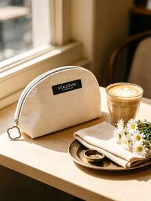 L'Occitane Cream Canvas Tote Bag, Gold Sun Print Brand Letter, Large Capacity Shoulder Handbag, Multi-Functional Storage Bag, Can Hold Books And Cosmetics, Minimalist French Style, Women's Holiday Gift LOCCITANE-GIFT-52 - White - View 4