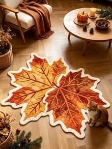1 pieza Alfombra decorativa con hoja de arce amarilla, decoración de dormitorio, alfombra pequeña, alfombra, decoración del hogar, alfombra de sala de estar, alfombra pequeña de sala de estar, alfombra de dormitorio, decoración del hogar de sala de estar, alfombra de exterior, alfombra lavable, regalo de graduación - Hoja de arce - Ver 2