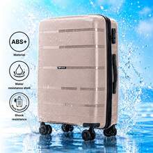 W WINGS 3 PiecesLuggage Set (20", 24", 28") | ABS+Hard Shell Suitcase, Combination Lock, Telescopic Handle, 360° Spinner Wheels - Champagne - View 10