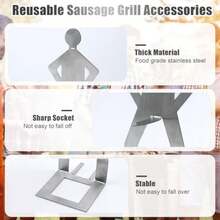 6 piezas gracioso soporte para barbacoa hombre, soporte para salchichas y perritos calientes, creativo soporte para barbacoa de hombre de pie, soporte portátil de acero inoxidable para - Multicolor - Ver 4