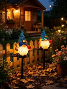 1pc Resin Gnome Solar Garden Stake Light, Fairy Statue Landscape Light, Waterproof Outdoor Decorative Light, Suitable For Lawn, Patio, Yard, Pool, Garage, Christmas Holiday Atmosphere Decoration - Multicolor - View 2