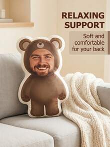 Customizable Teddy Bear Plush Pillow, Double-Sided Print, DIY Face Pattern, Machine Washable, Sofa Bed Decor, Personalized Graduation Photo Pillow - Upload Picture Customization - View 7