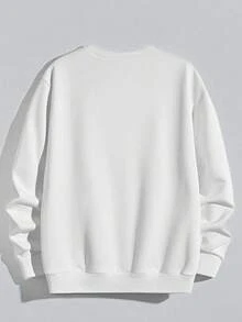 Men's Gym Warriors Graphic Crew Neck Sweatshirt, Loose Fit Pullover White Sports - White - View 5