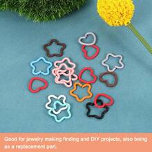100pcs Colorful Star & Heart Shaped Hair Rings Hair Accessories Hair Ties, Suitable For Braids And Dreadlocks Cute Hair Accessories, DIY Handmade Bracelet Necklace Jewelry Making - Colorful Open Ring - View 4