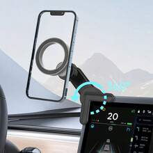 Magnetic Car Phone Holder For Center Console Screen, 360° Rotating Mount, Compatible With Tesla, Gift For Family And Friends - Black - View 2