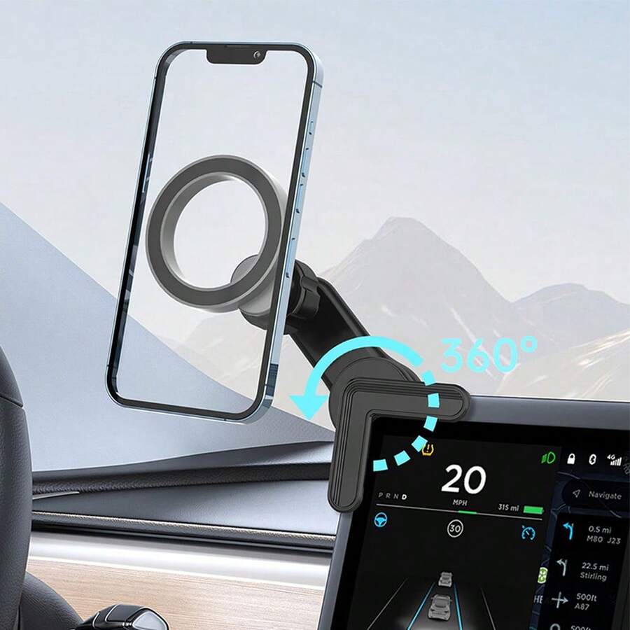 Magnetic Car Phone Holder For Center Console Screen, 360° Rotating Mount, Compatible With Tesla, Gift For Family And Friends