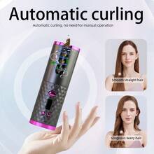 Automatic Curling Iron Wireless Auto Curler Ceramic Rotating Hair Curler 6 Temperature & Timer Settings Portable Rechargeable Auto Shut-Off Fast Heating Styling Curler - Grey - View 6