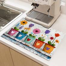 (Hot !!) 1pc Colorful Floral Pattern, 2D Printed Flat Stove Mat, Rubber Non-Slip Heat-Resistant Stove Cover Pad, Suitable For Induction Cooktop, Glass Stove, Multi-Functional Scratch-Resistant Mat, Best Choice For Oven, Washing Machine, Dryer, Kitchen Decor - Multicolor - View 11