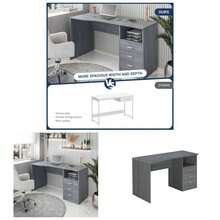 Classic Computer Desk With Multiple Drawers, - Grey + Particle Board - View 1