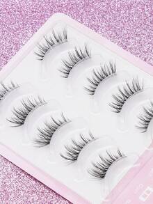 5 Pairs 3D Natural Fluffy False Eyelashes,Fluffy Spiky Manga Lash,Cartoon Makeup Effect, Suitable For Cartoon Style Eye Makeup, Strip Eyelashes, False Eyelashes.,Suitable For Daily Work Meetings, Natural False Eyelashes. - Black - View 8
