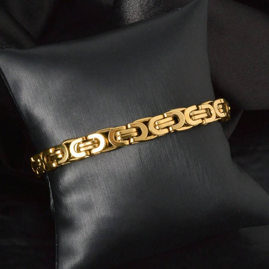 Street Hip-Hop Punk Style Stainless Steel 18K Gold-Plated Bracelet, Suitable For Daily Wear By Men Women, Classic Fashionable Gift Jewelry - Gold - View 1