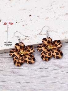 1 Pair 2D Flat Elegant Deep Sea Blue Lily Pattern Acrylic Pendant Earrings For Women Daily Wear - Brown - View 4