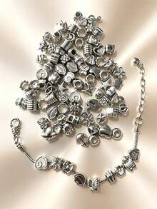 25/50/80/100/150/200/300/500/1000pcs Silver Random Acrylic Beads, For Jewelry Making, Bracelets, Necklaces And Craft Accessories - Silver - View 6