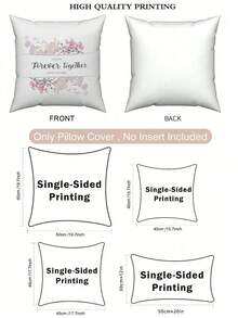 1pc Pink Floral Graphic Customized Pillowcase, Personalized Name & Date Handwritten Font Print Cushion Cover, Couple Keepsake Love Gift Pillowcase, Home Decor Bed Headboard Sofa Square Pillowcase, Pillow Insert Not Included - Multicolor - View 7