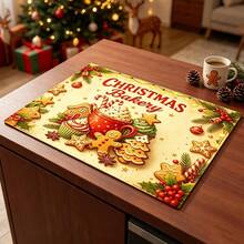 1pc Christmas Theme Kitchen Dish Drying Mat, Coffee Machine Mat, Absorbent Quick-Drying Tabletop Protector, Vintage Gingerbread Man Hot Drink Pattern, Suitable For Baking Studio, Home Christmas Dining Table, Holiday Atmosphere Table Decor, Home Gift - XYLSD-942 - View 6