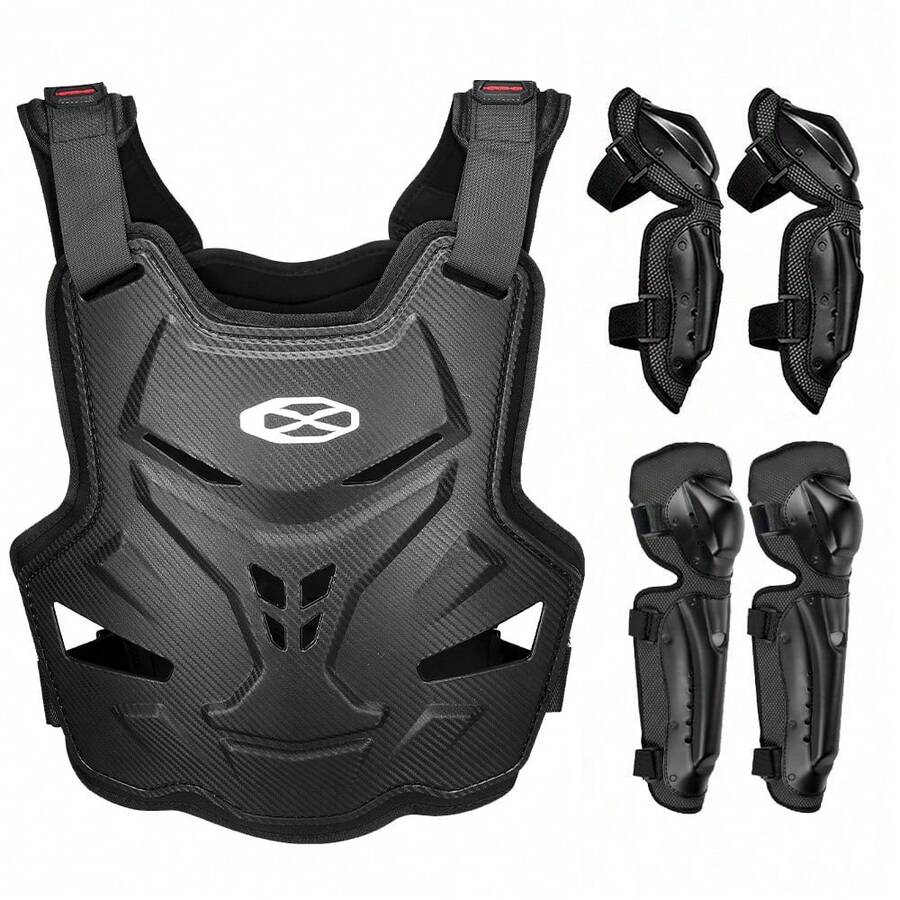 1pc Motorcycle Armor, Black Off-Road Motorcycle Armor, Motorcycle Protective Gear Backpack, Chest & Back Protector For Motorcycle Racing, Knee & Elbow Pads, Essential Motorcycle Chest & Back Protector For Riders, Gift For Motorcycle Riders (Men & Women) - A - View 1