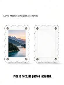 Acrylic Magnetic Refrigerator Photo Frames, Clear Wavy Edge Acrylic Photo Frames, Suitable For Mini And Wallet Size Photos, Clear Refrigerator Magnet Photo Display Stand, Wallet Size Photo Frames, Refrigerator Decoration - Multiple Styles - View 10