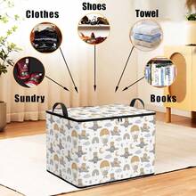 1PC Cute Pink Bow Print Foldable Flip-Top Zipper Storage Box, Sweet Bow Pattern Decorative Storage Box, Multi-Functional Household Organizer, Perfect For Storing Clothes And Miscellaneous Items, Suitable For Bedroom Wardrobe And Home Decoration. - Multicolor - View 3