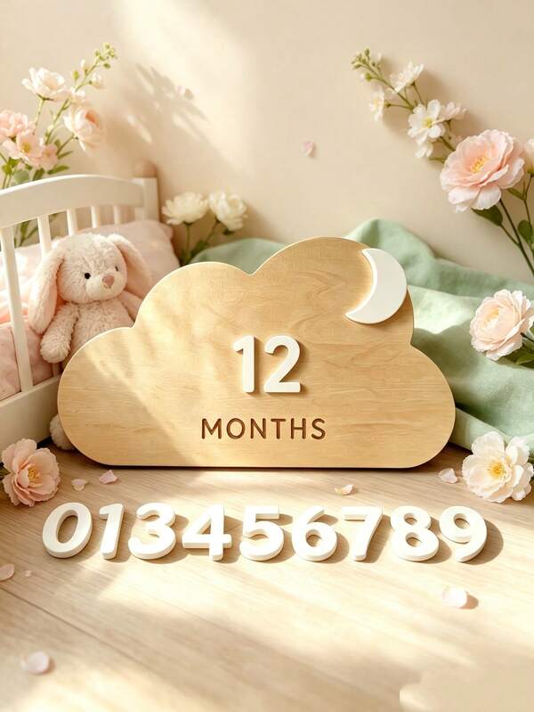 Wooden Double-Sided Milestone Sign Set, Interchangeable Milestone Cards Set, Double-Sided Baby Milestone Birth Announcement Board, Newborn 1-12 Months Photo Props, Newborn Welcome Sign