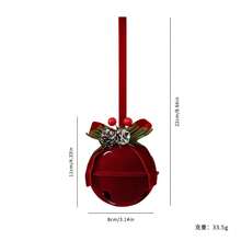 Christmas Red Cute Exquisite Bell Nordic Style Flocked Bow Hanging Ornament, Christmas Window Hanging Decoration - Red - View 14