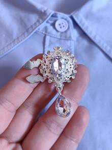 1pc/2pcs Elegant Diamond Shirt Button Cover, Clip-On Button Cover, Fashion Crystal Cufflink Cover - Silver - View 5