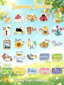 50pcs Summer Planner Doodle Stickers Ins Style Hand-Drawn Cold Drink & Floral Pattern Die-Cut Stickers DIY Planner Card Cup Notebook Luggage Decoration Stickers Back To School Essential Cute Stickers Halloween Back To School - Multicolor - View 6