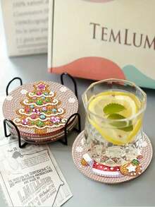 8/16pcs Winter Christmas Diamond Coaster Painting Set - Winter Christmas Pattern, Non-Slip Round Coasters, DIY Mosaic Handmade Full Round Crystal Rhinestone Heat-Resistant Coasters, Kitchen & Dining Room Decor, Suitable For Home Life, Handmade Gift, Christmas Gift - A - View 7